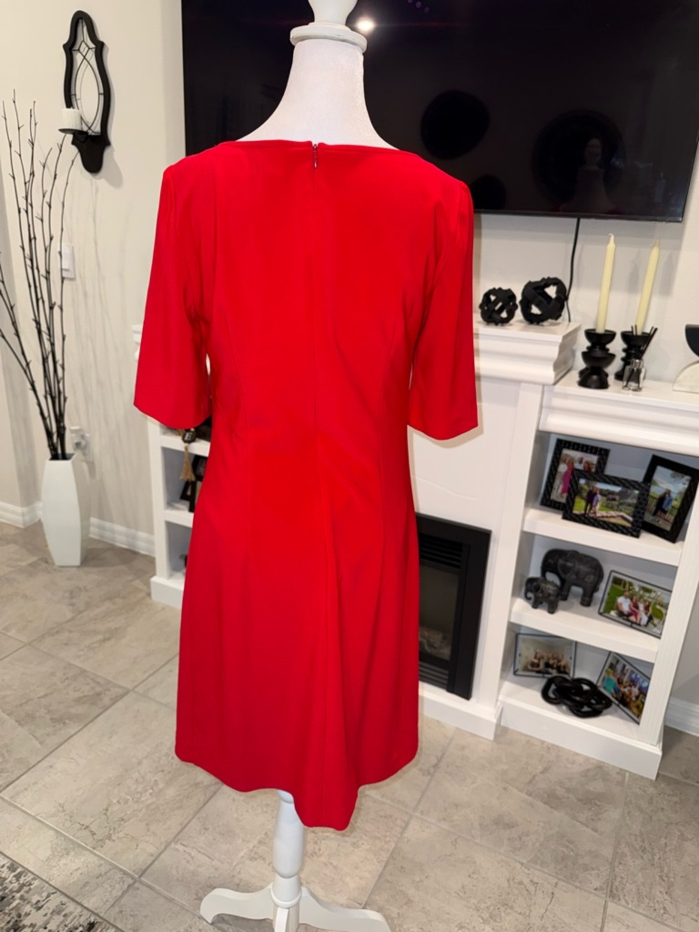 NWT Joseph Ribkoff Bold Red Eyelet-Trim Midi Dress Size 8 - Picture 5 of 8
